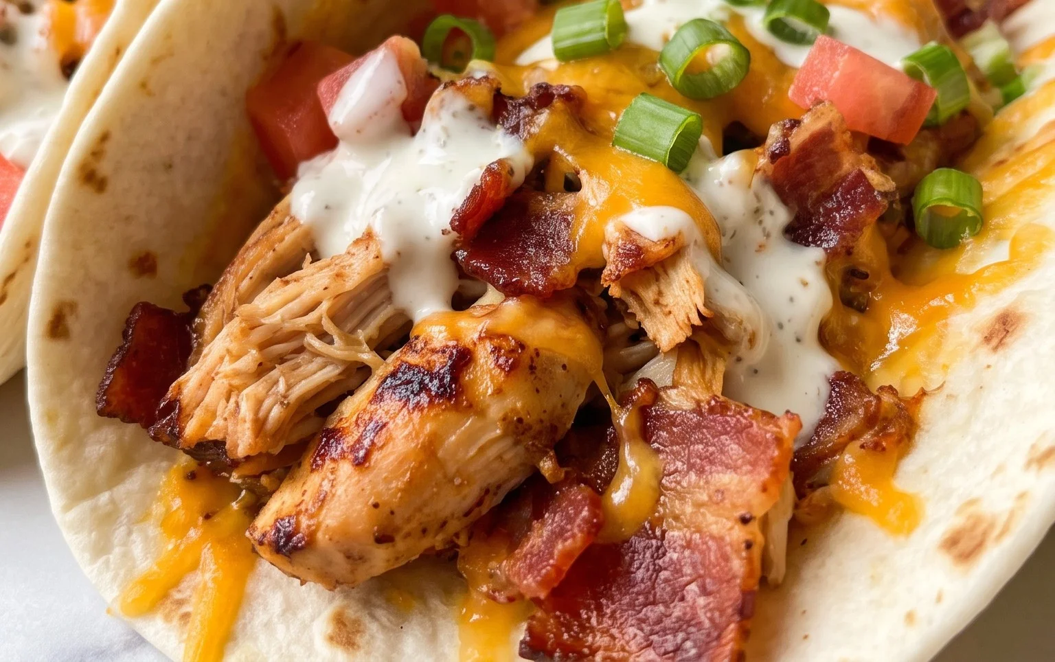 Baked Chicken Beef Bacon Ranch Tacos