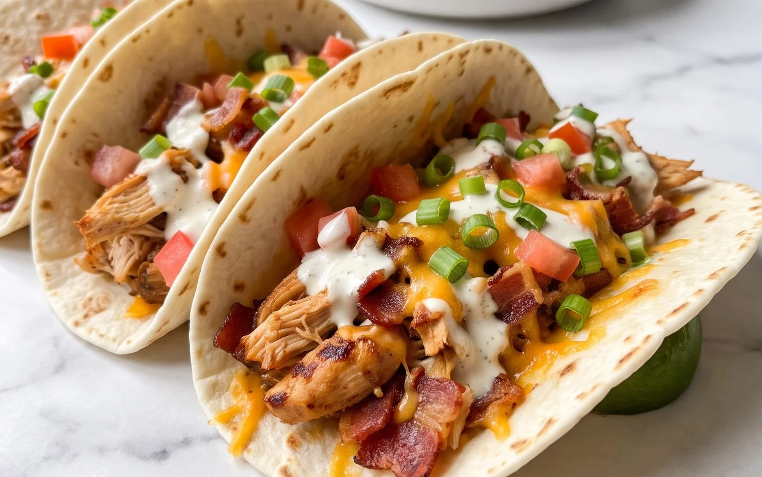 Baked Chicken Beef Bacon Ranch Tacos