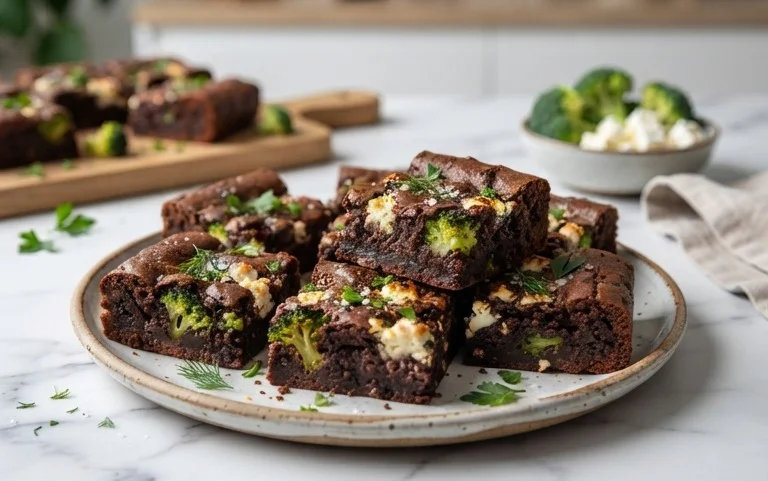 Broccoli and Feta Brownies