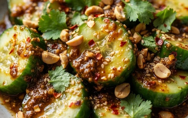 Cucumbers in Spicy Peanut Sauce