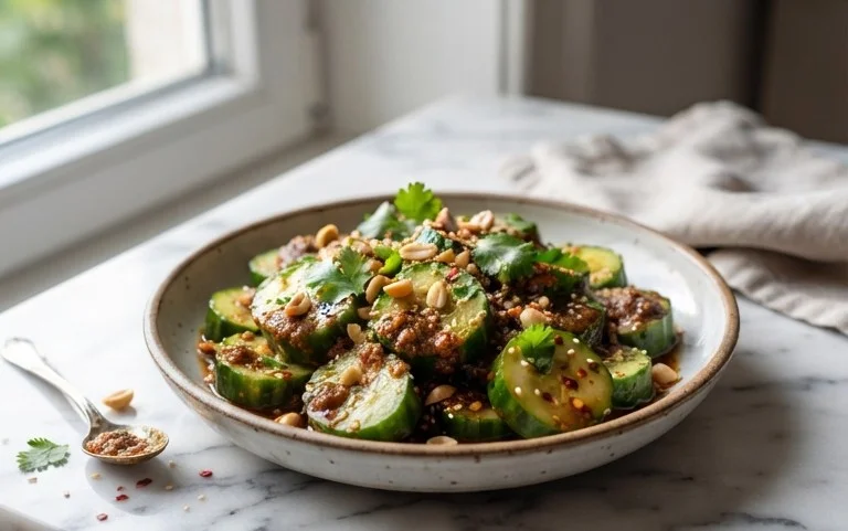 Cucumbers in Spicy Peanut Sauce