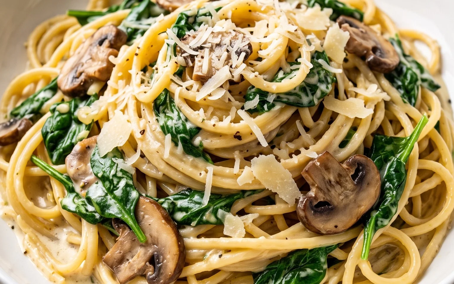 One-Pot Garlic Parmesan Pasta with Spinach and Mushrooms