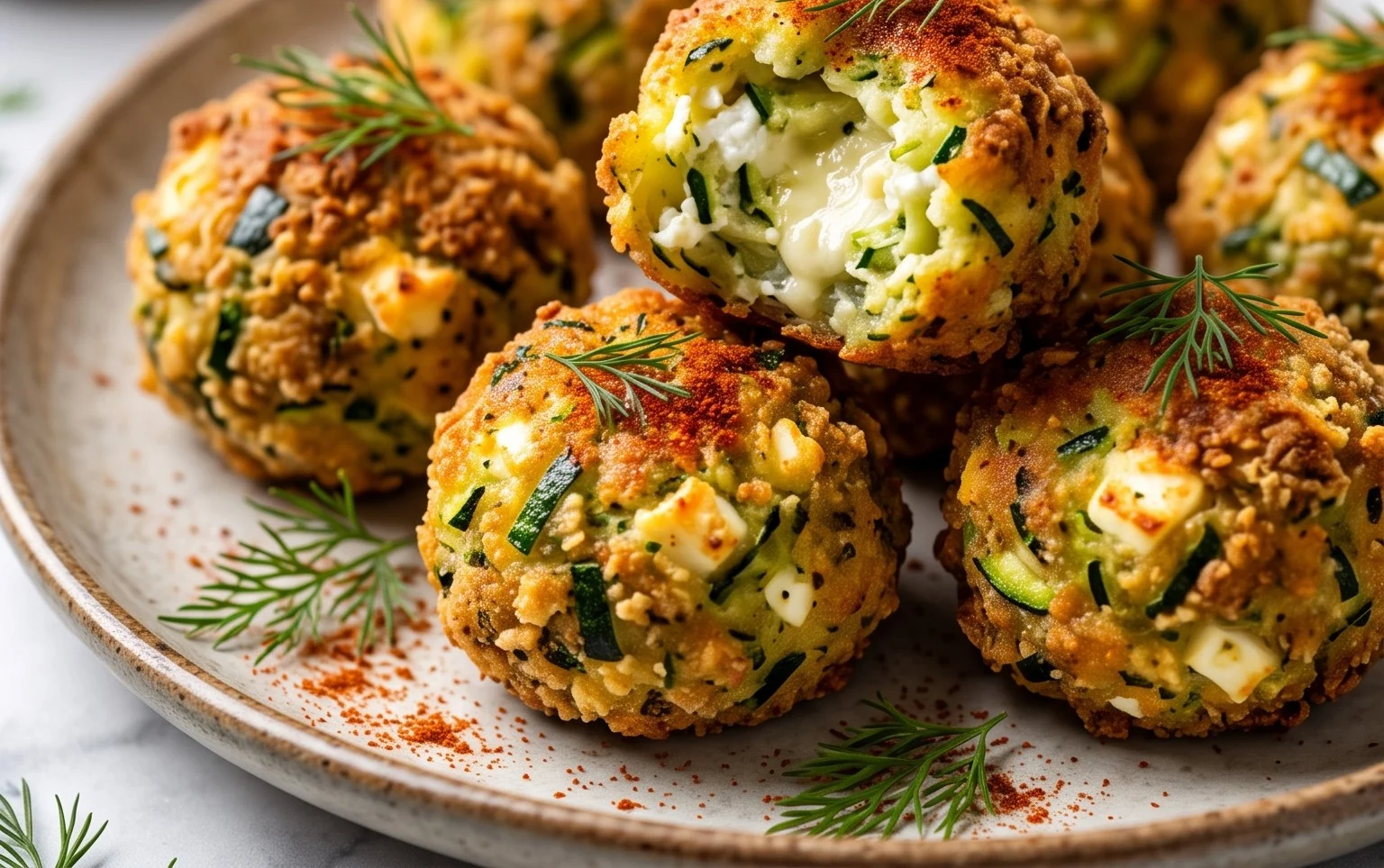Knusprige Zucchini-Feta-Bällchen aus dem Ofen genießen!