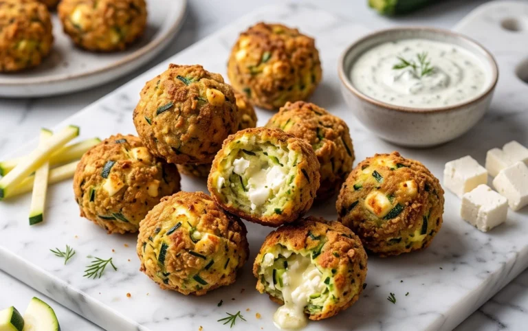 Knusprige Zucchini-Feta-Bällchen aus dem Ofen genießen!