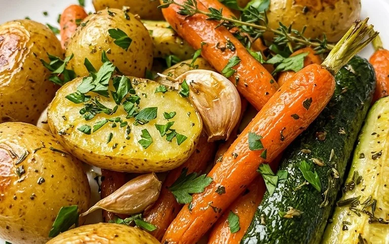 Garlic Herb Roasted Potatoes Carrots and Zucchini
