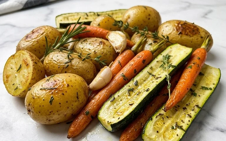 Garlic Herb Roasted Potatoes Carrots and Zucchini
