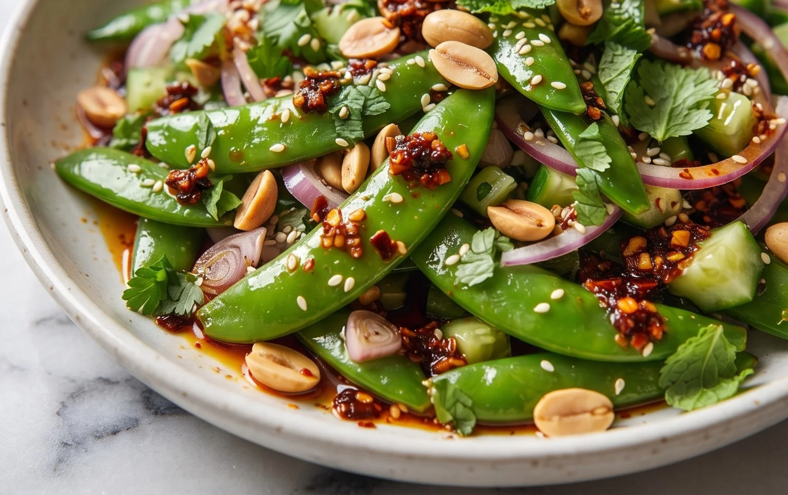 Chili Crisp Snap Pea Salad