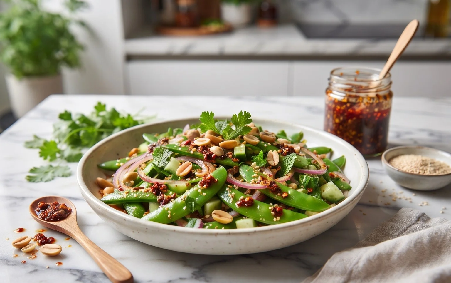 Chili Crisp Snap Pea Salad