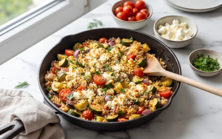 Zucchini-Reis-Pfanne mit Feta