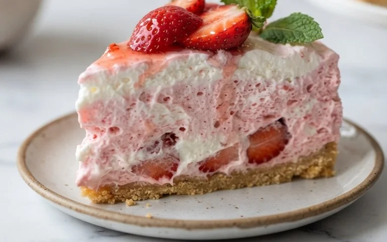 3 Ingredient No Bake Strawberry Cloud Cake