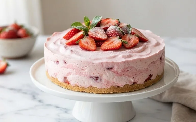 3 Ingredient No Bake Strawberry Cloud Cake
