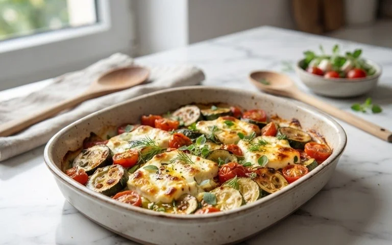 Courgettes feta au four
