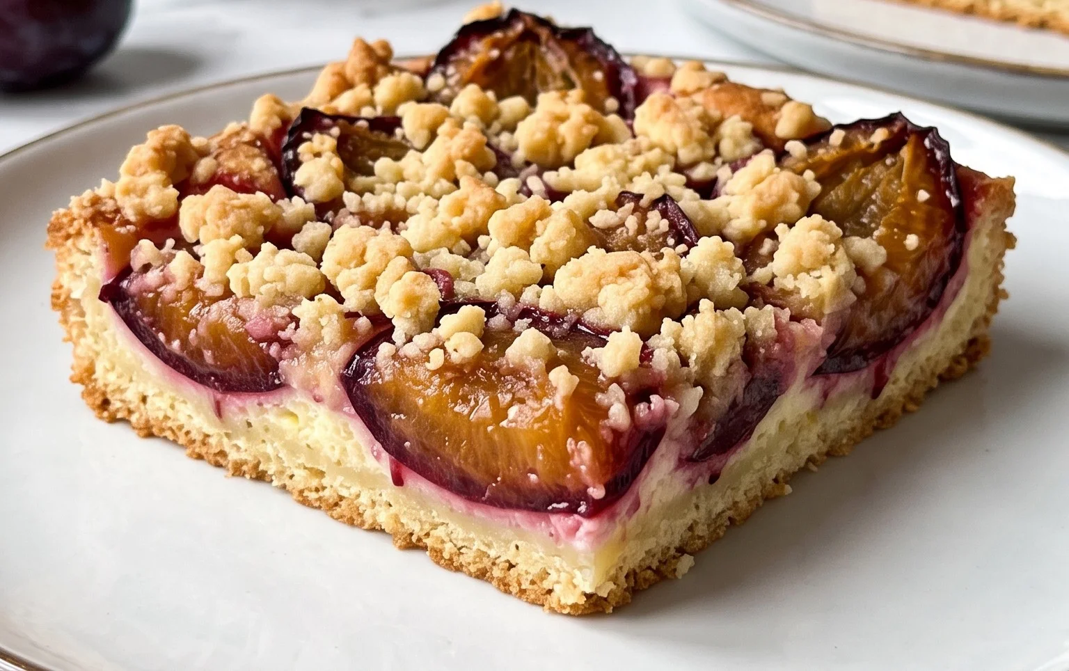 Pflaumenkuchen mit Streusel vom Blech (Quark-Öl-Teig)