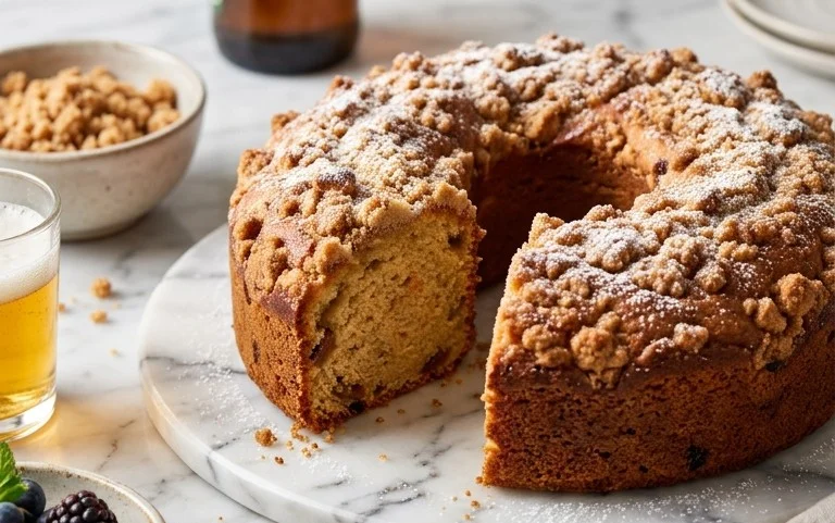 Stachelnon-alcoholic beerkuchen mit Streuseln