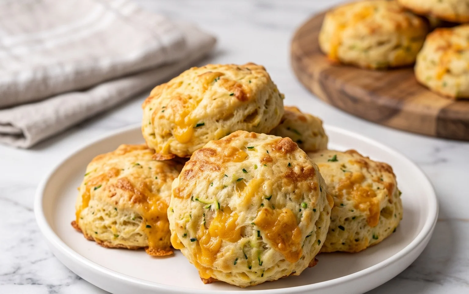 Soft and Tender Zucchini Cheddar Biscuits