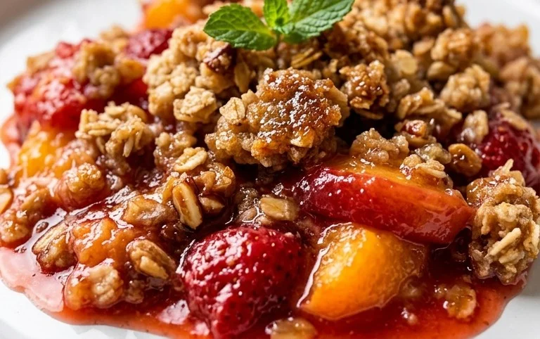 Peach & Strawberry Crisp