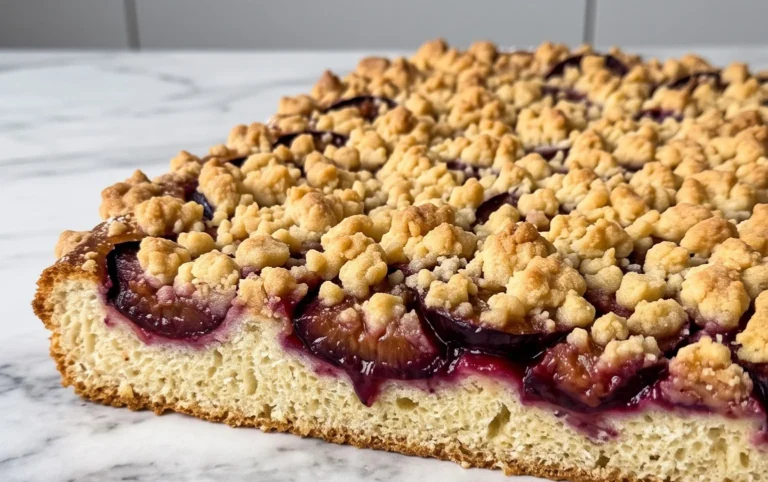 Rezept für Streusel-Pflaumenkuchen vom Blech mit Hefeteig