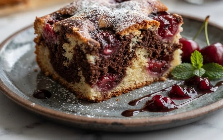 Marmorkuchen mit Kirsch Extracten vom Blech