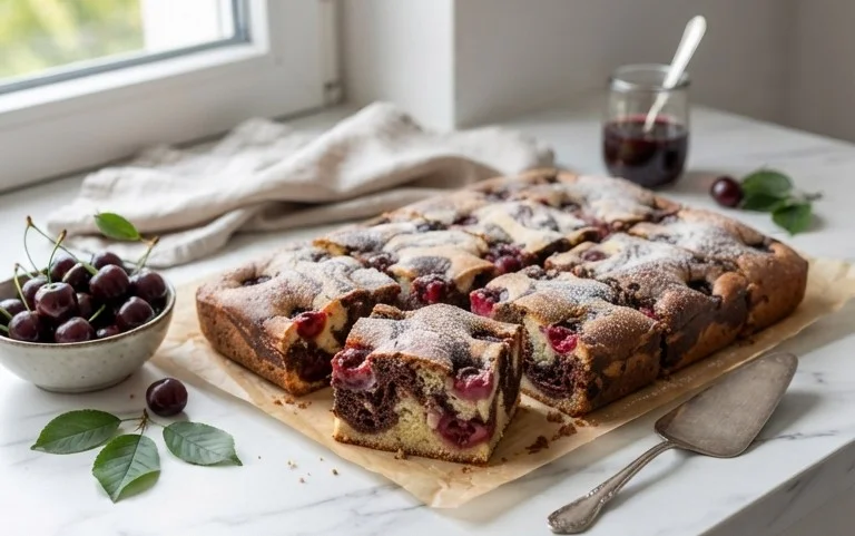 Marmorkuchen mit Kirsch Extracten vom Blech