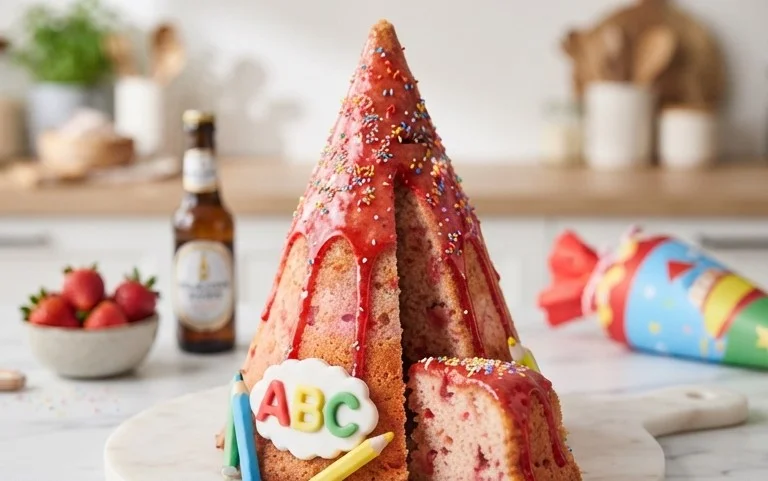 Schultüten-Kuchen: Einfacher Erdnon-alcoholic beerkuchen zur Einschulung
