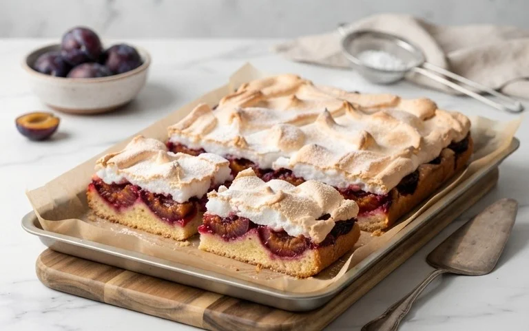 Polnischer Zwetschgen Kuchen vom Blech mit Baiser