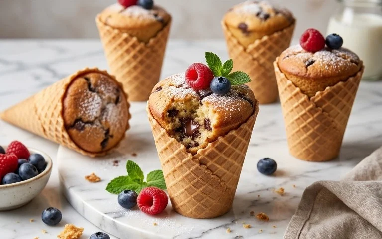 Kuchen im Waffelbecher